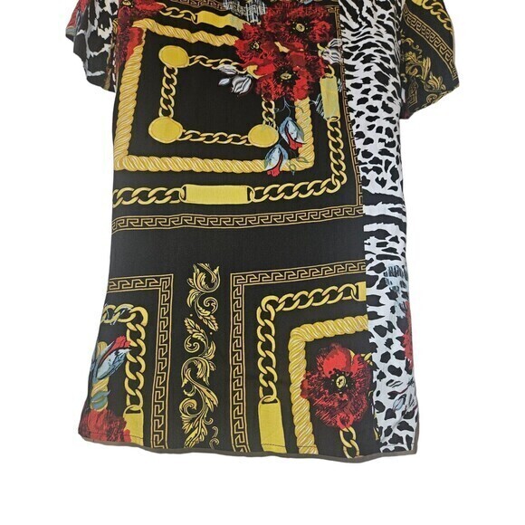 Reason Clothing Brand Large Shirt Black Gold Cuban Links Zebra Floral Print - Picture 9 of 14